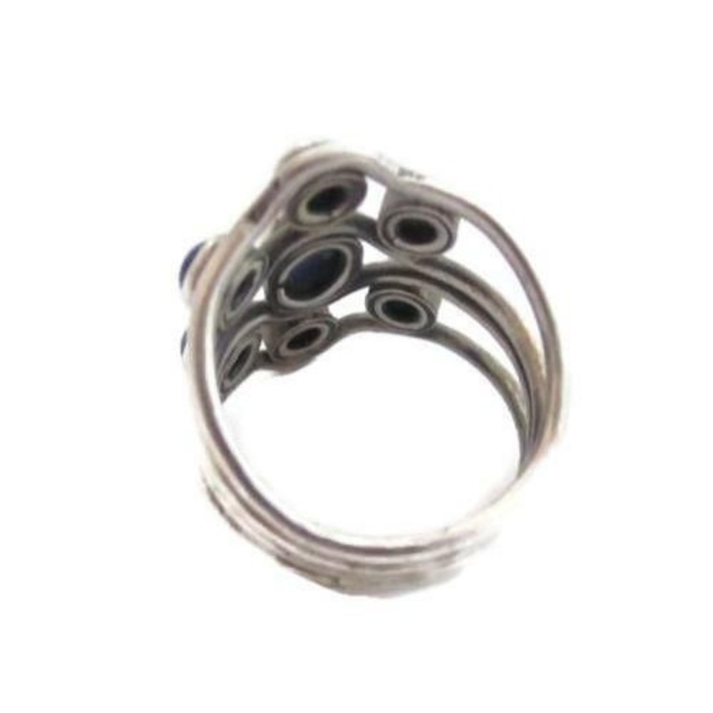 Vintage Fabulous Wide Cobalt Blue Cab Vintage Sterling Silver 925 Ring Sz8..25 - Picture 5 of 7